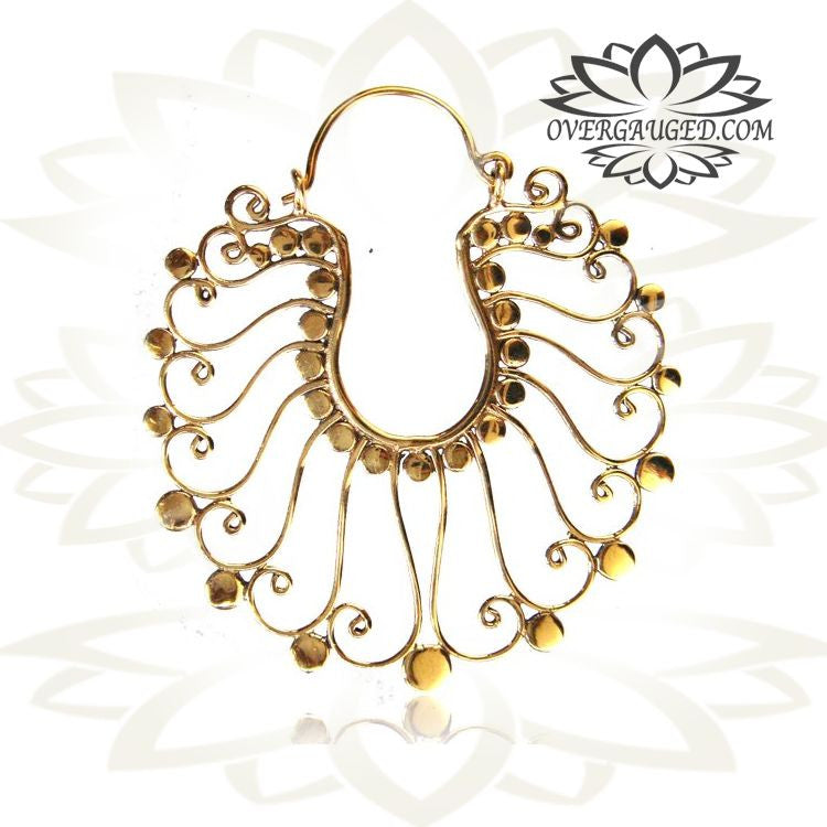 Pair of Brass Earrings Ornate Dainty Wire Work Antiqued Tribal.