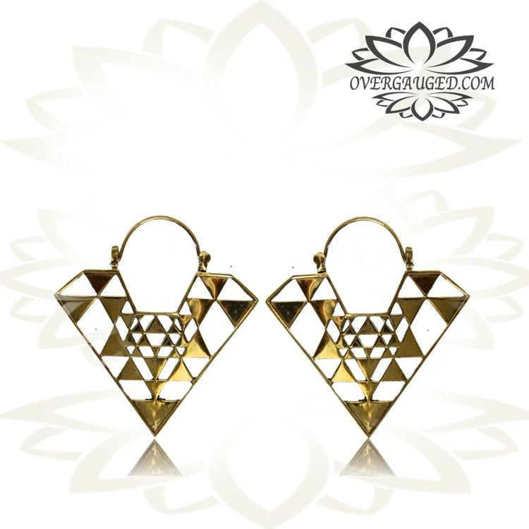 Pair of Brass Hoops Tribal Hoops, Large Brass Earrings Tribal Jewelry.