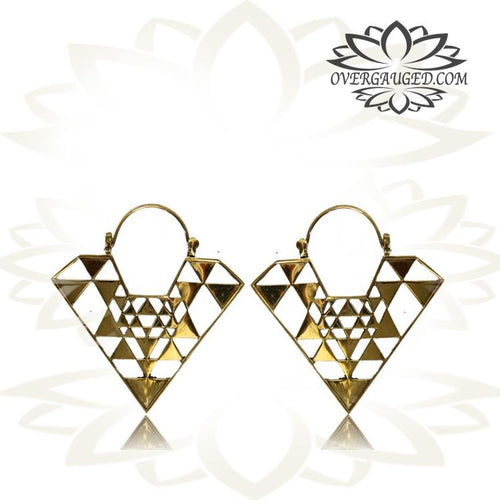 Pair of Brass Hoops Tribal Hoops, Large Brass Earrings Tribal Jewelry.