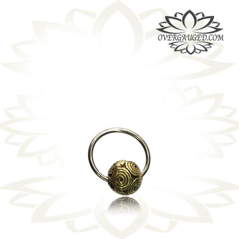 6g (4mm) Piercing Brass Bear Skull Earrings Tribal Animal Skulls Earrings, Brass Body Jewelry.