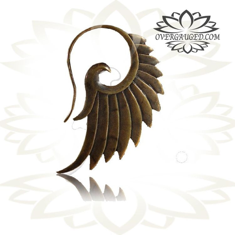 Pair Small Ornate Brass Earrings 18g Tribal Feather Talons Body Jewelry.