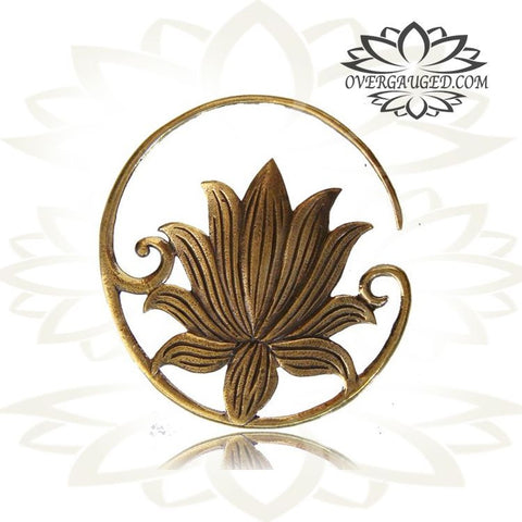 Pair of Brass Earrings Ornate Antiqued Tribal Hoops Long Brass Spirals Talons.