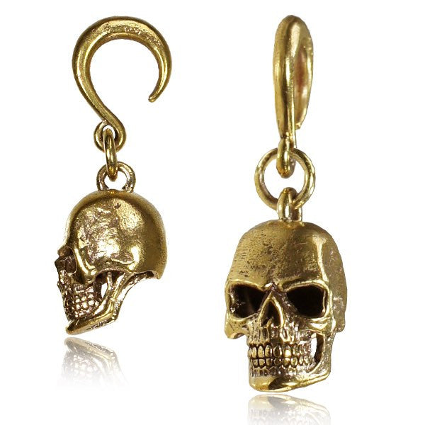 6g (4mm) Piercing Brass Earrings Antiqued Skull Tribal Brass Piercing, Brass Piercing Body Jewelry.