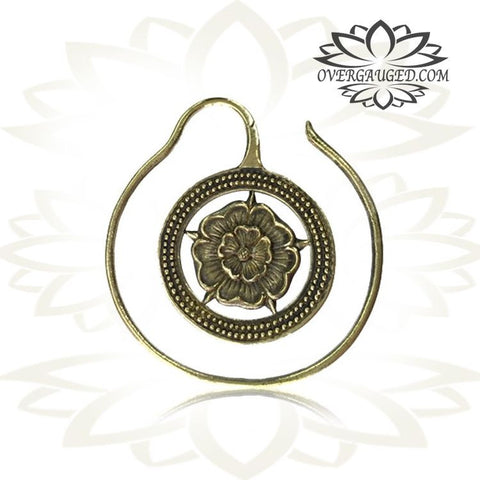 6g (4mm) Piercing Brass Bear Skull Earrings Tribal Animal Skulls Earrings, Brass Body Jewelry.