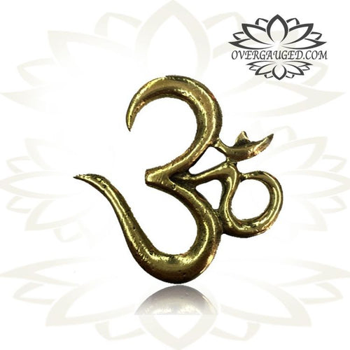 Tribal Brass Earrings in the Om Symbol, Brass Earrings Gauges Plugs Piercing, Brass Body Jewelry.