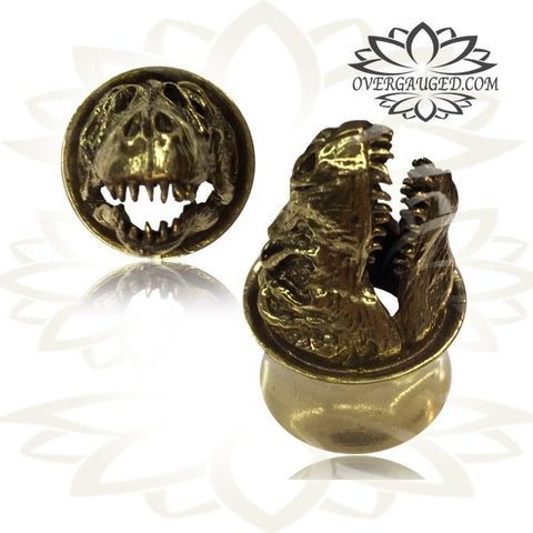 Pair 14g (1.6mm) Brass Earrings, Tribal Brass Jewelry Mandala Flower with Turquoise Stone, Double Sided.