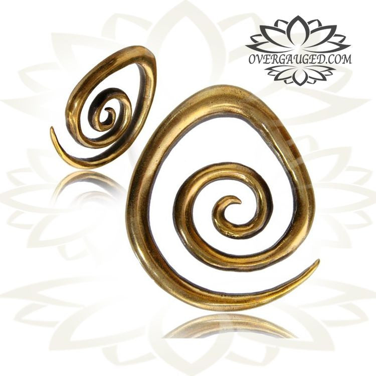 Teardrop Brass Ear Weights in 0g (8mm) Teardrop Tribal Brass Earrings, Brass Body Jewelry.