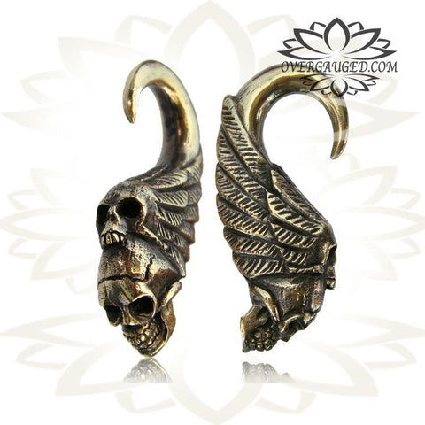 Brass Ear Weights 0g (8mm) Brass Earrings, Tribal Brass Jewelry, Dragon Earrings.