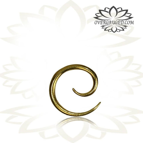 Mini Pair High Polished Brass Mini Tribal Spirals Hoops Earrings Small Diameter Plugs Gauges.