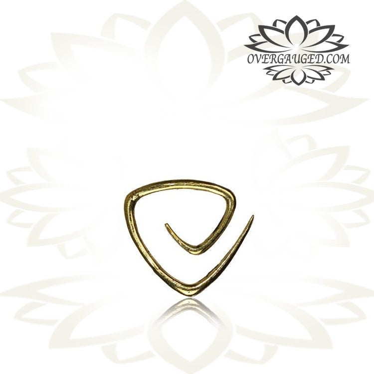 Mini Pair of Mini Brass Tribal Triangle Spirals, Brass Earrings with Small Diameter, Brass Body Jewelry.