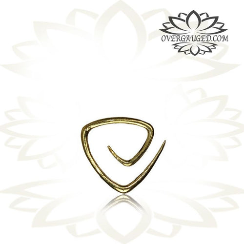Mini Pair of Mini Brass Tribal Triangle Spirals, Brass Earrings with Small Diameter, Brass Body Jewelry.