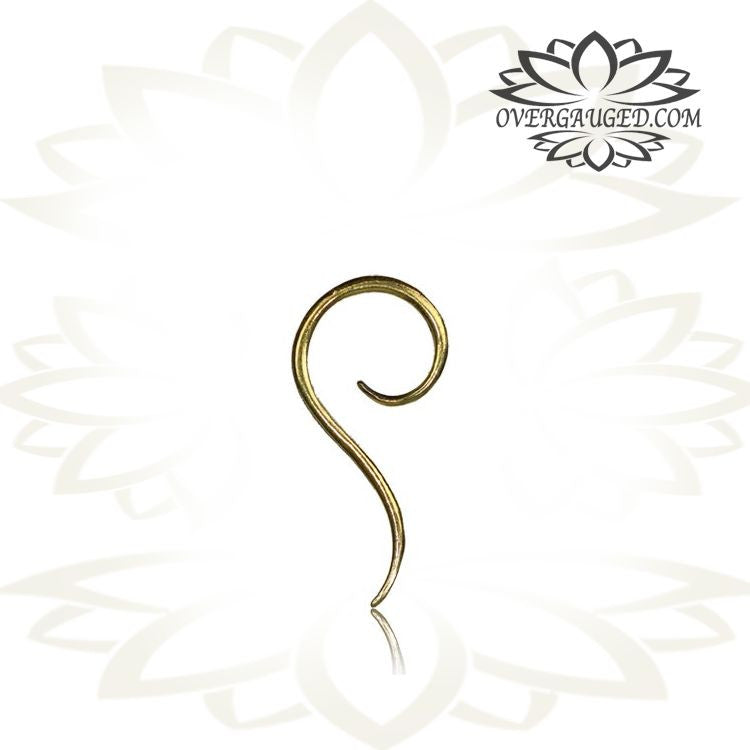 Mini Pair High Polished Mini Tribal Thai Spirals Hoops Brass Earrings Small Diameter Plugs Gauges.