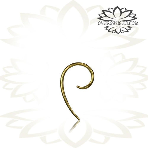 Mini Pair Tribal Brass Earrings, Mini Brass Spiral Earrings, Brass Ear Gauges.