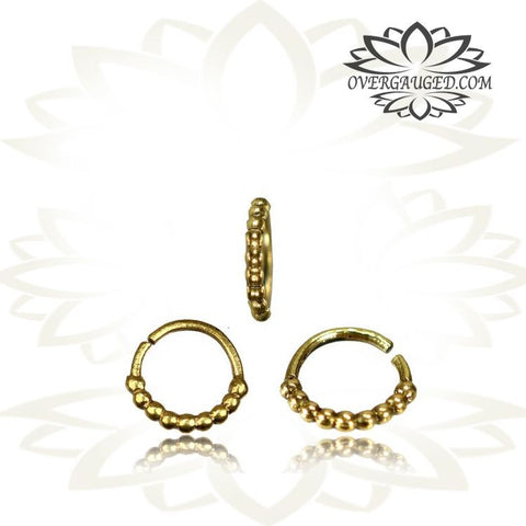 Single Ornate Brass Tribal Nose Stud Flower 20g (.8mm) Tribal Nose Jewelry, Nose Bone, Nose Pin.