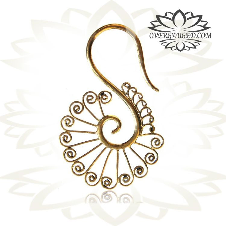 Pair of Brass Earrings in 12g (2mm) Antiqued Tribal Brass Piercings, Brass Body Jewelry.