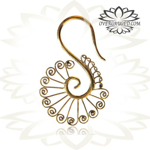 Pair of Brass Earrings in 12g (2mm) Antiqued Tribal Brass Piercings, Brass Body Jewelry.