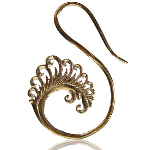 Pair of 12g (2mm) Tribal Brass Earrings Ornate Antiqued Brass Spirals, Tribal Body Jewelry.