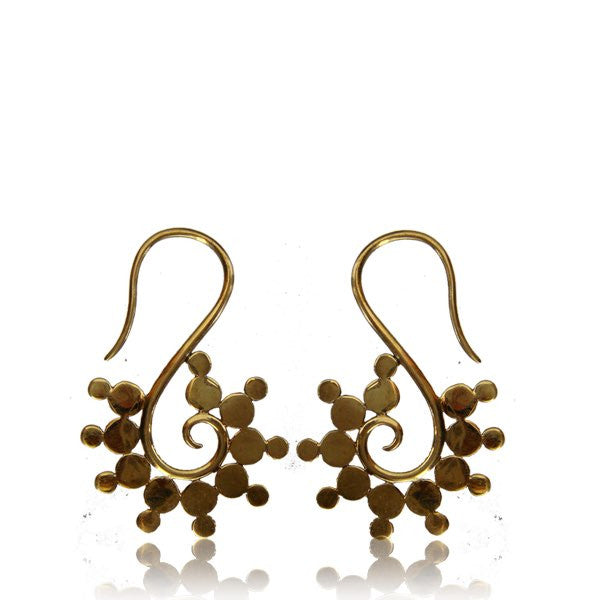 Pair 14g 1.6mm Ornate Brass Earrings, Antiqued Brass Earrings in Afghan Style, Brass Body Jewelry.