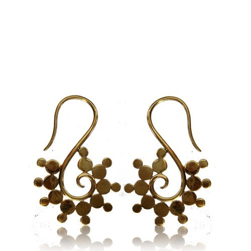 Pair 14g 1.6mm Ornate Brass Earrings, Antiqued Brass Earrings in Afghan Style, Brass Body Jewelry.