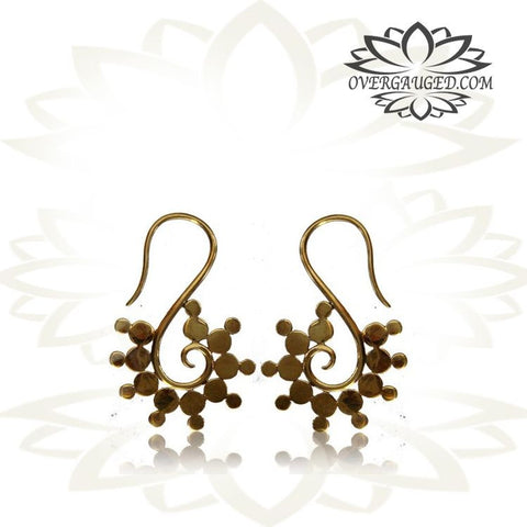 6g (4mm) Piercing Brass Bear Skull Earrings Tribal Animal Skulls Earrings, Brass Body Jewelry.