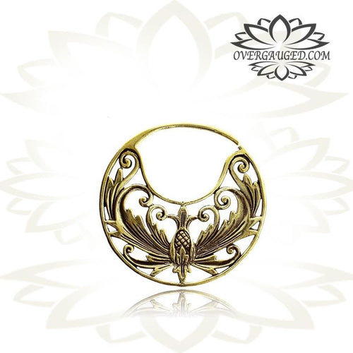 Pair 14g (1.6mm) Pair of Brass Earrings Ornate Tribal Brass Flower Hoops, Hanger Hoops.