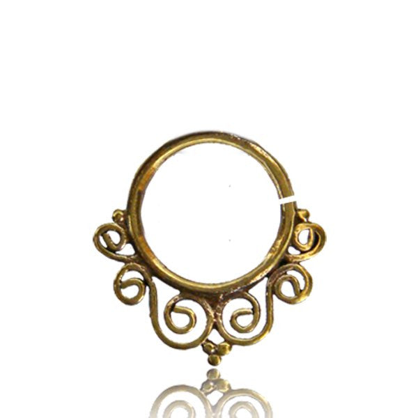 Single Afghan Tribal Brass Septum Ring,  Nose Piercing Jewelry, Tribal Septum Ring, Brass Body Jewelry, Ring 9mm.