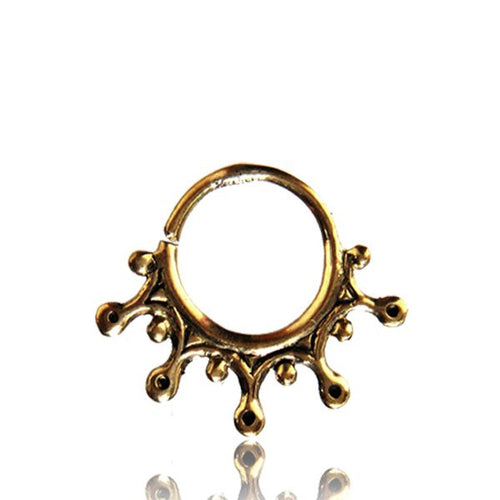 Single Brass Septum Ring in 16g, Antiqued Tribal Brass Septum, Brass Nose Piercing Septum Ring, 9mm Ring.