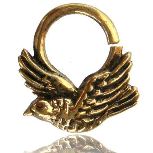 Single Brass Septum Ring in 14g, Flying Swallow Septum Ring, Brass Jewelry, Tribal Brass Jewelry, Body Jewelry,   Ring 9mm.