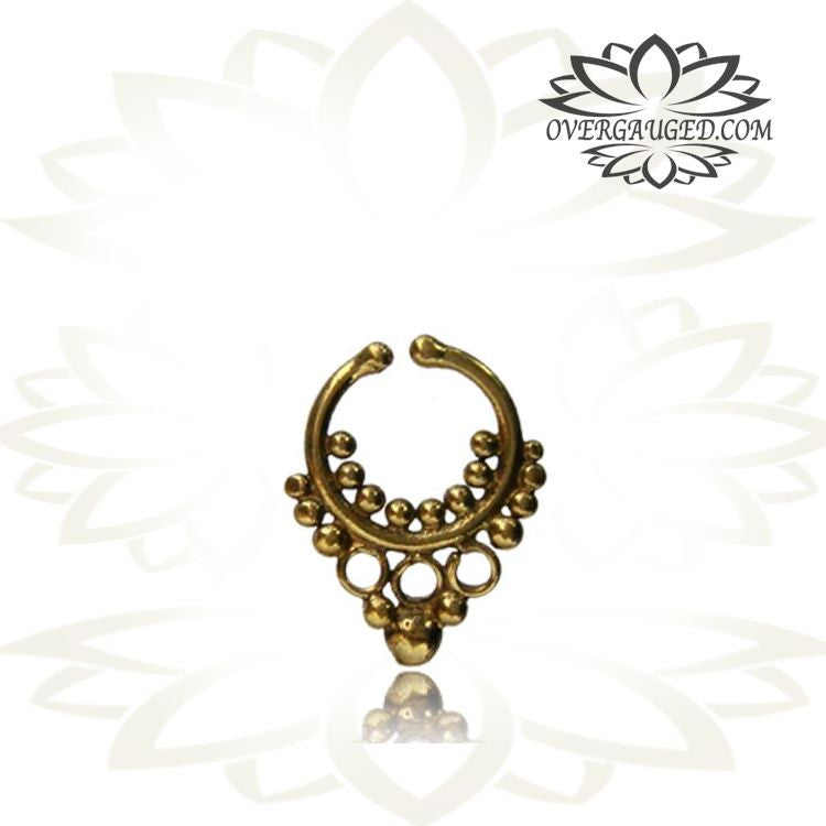 Single Fake Brass Septum Antiqued Afghan Tribal Brass Fake Septum Nose Ring,  Non Piercing, Ring 8mm.