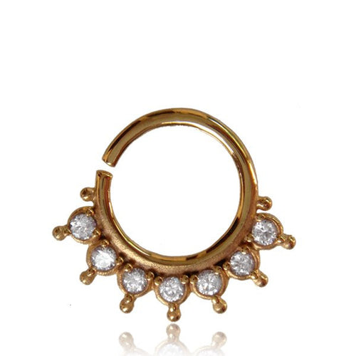 Single Ornate Brass Septum Ring in 14g (1.6mm), Afghan Style Tribal Septum, Brass Nose Piercing, Brass Septum, Ring 9mm.