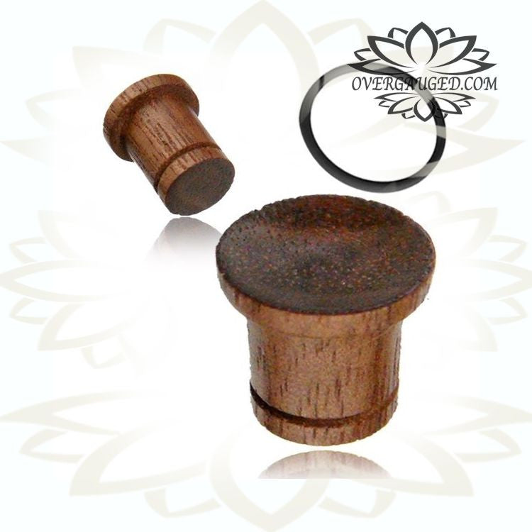 Pair of Concave Organic Walnut Wood Plugs, Single Flare Ear Tunnels Plug.