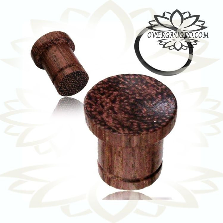 Pair of Concave Organic Purple Heart Wood Plugs, Single Flare Ear Tunnels.