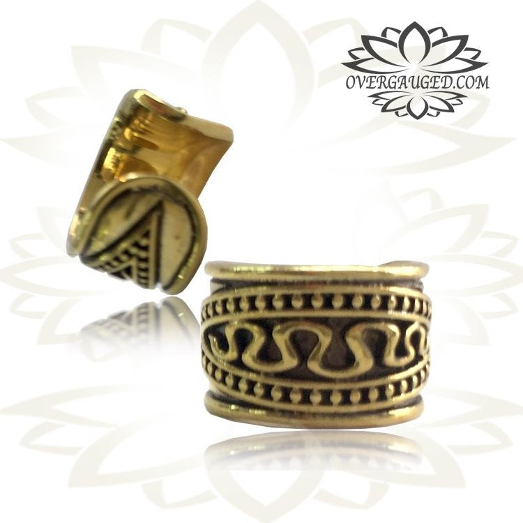 Single Ornate Tribal Dread Bead / Brass Ear Cuff , Dreadlocks Bead (Dread Bead), Body Jewelry.