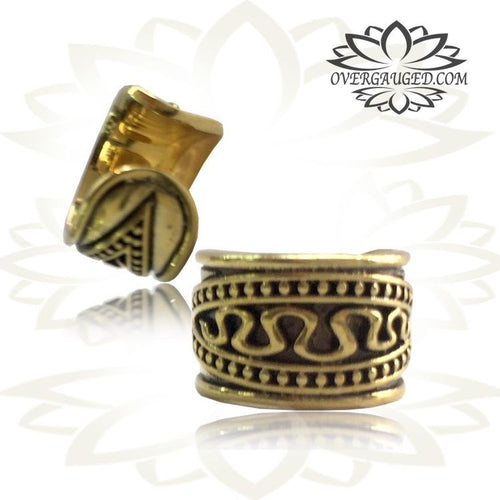 Single Ornate Tribal Dread Bead / Brass Ear Cuff , Dreadlocks Bead (Dread Bead), Body Jewelry.