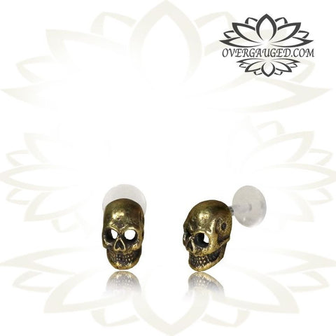 Single 16g (1.2mm) Brass Anchor Labret Tragus, Antiqued Tribal Labret Earring, Madonna Piercing, Lip Ring.