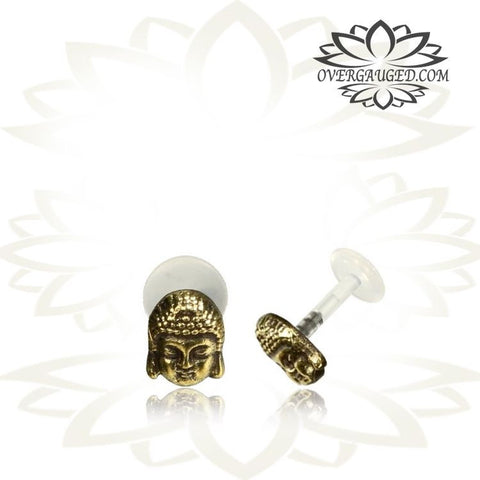Single 16g (1.2mm) Brass Anchor Labret Tragus, Antiqued Tribal Labret Earring, Madonna Piercing, Lip Ring.