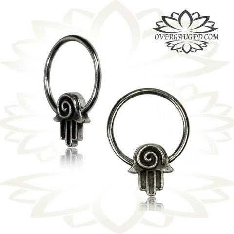 6g (4mm) Piercing Brass Bear Skull Earrings Tribal Animal Skulls Earrings, Brass Body Jewelry.