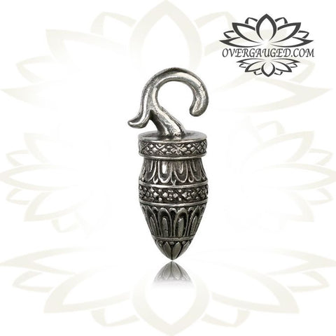 Antiqued White Brass Ear Weights, 00g Borneo Brass Ear Weights, Tribal Brass Earrings, Tribal Brass Ear Weights.