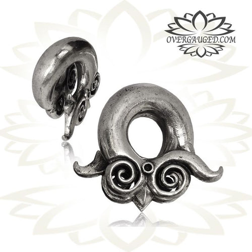 Antiqued White Brass Ear Weights, 00g Borneo Brass Ear Weights, Tribal Brass Earrings, Tribal Brass Ear Weights.