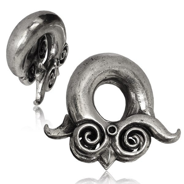 Antiqued White Brass Ear Weights, 00g Borneo Brass Ear Weights, Tribal Brass Earrings, Tribal Brass Ear Weights.