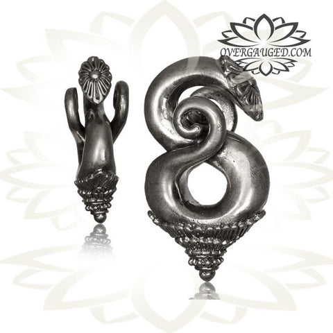 Antiqued White Brass Ear Weights, 00g Borneo Brass Ear Weights, Tribal Brass Earrings, Tribal Brass Ear Weights.