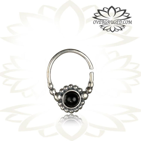 Pair Antiqued Tribal Silver Earrings - Tribal Afghan Silver Hoop Earrings, Dangling Silver Hoops, Tribal Silver Jewelry.