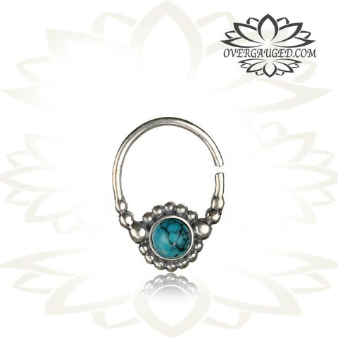 Pair Antiqued Tribal Silver Earrings - Tribal Afghan Silver Hoop Earrings, Dangling Silver Hoops, Tribal Silver Jewelry.