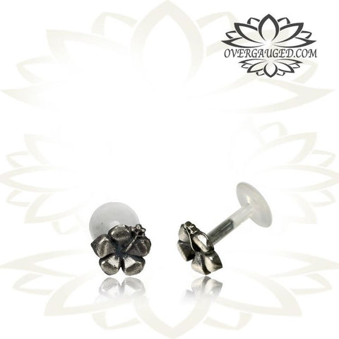 Single 16g (1.2mm) Brass Anchor Labret Tragus, Antiqued Tribal Labret Earring, Madonna Piercing, Lip Ring.