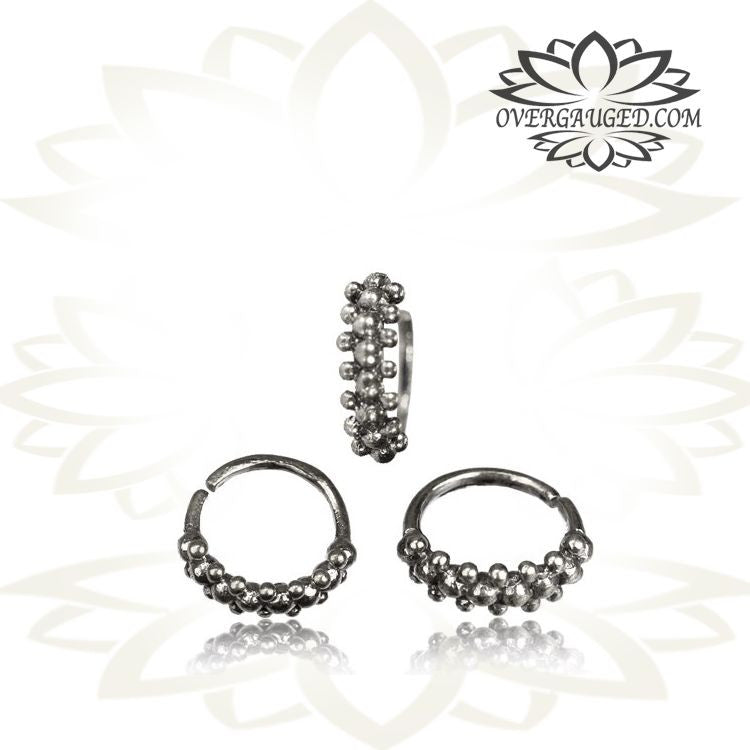 A Single Sterling Silver Tribal Nose Ring, Afghan Style 20g (.8mm) Nose Ring, Silver Nose Jewelry, Nose Jewelry, Nose Pin, Tragus Earring or Septum Ring.