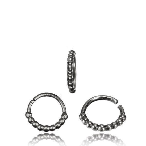 A Single Ornate Nose Ring, Sterling Silver Hill Tribe Nose Ring, 20g Nose Stud, Silver Body Jewelry.