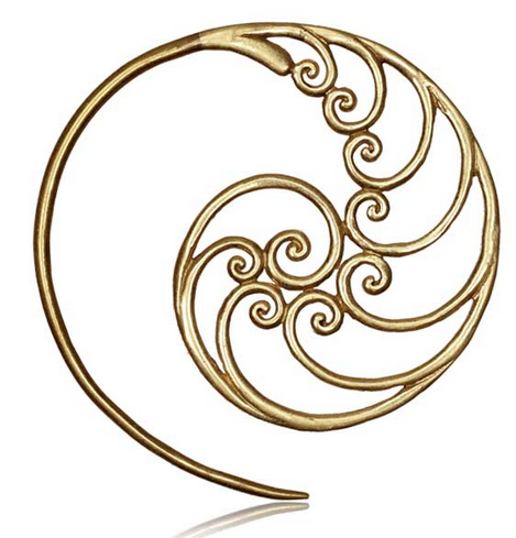 Pair of Ornate Antiqued Tribal Hoops Brass Spiral Earrings Brass Spirals Body Jewelry.