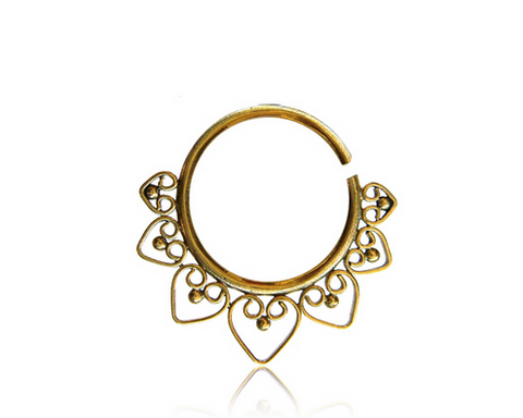 Pair of Brass Earrings Ornate Antiqued Tribal Hoops Long Brass Spirals Talons.