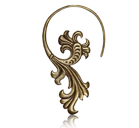 Pair of Brass Earrings Ornate Polished Tribal Earrings, Long Talons.