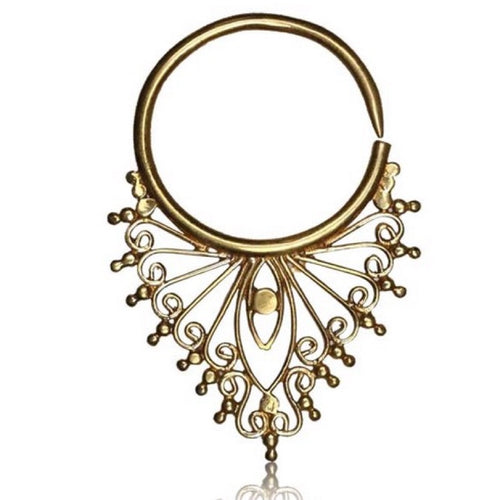 Pair 12g (2mm) Ornate Brass Earrings Antiqued Tribal Hoops Brass Earrings, Brass Body Jewelry.